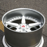 White and gunmetal deep dish five spoke wheels for trucks, 1968 Ford F100 custom build