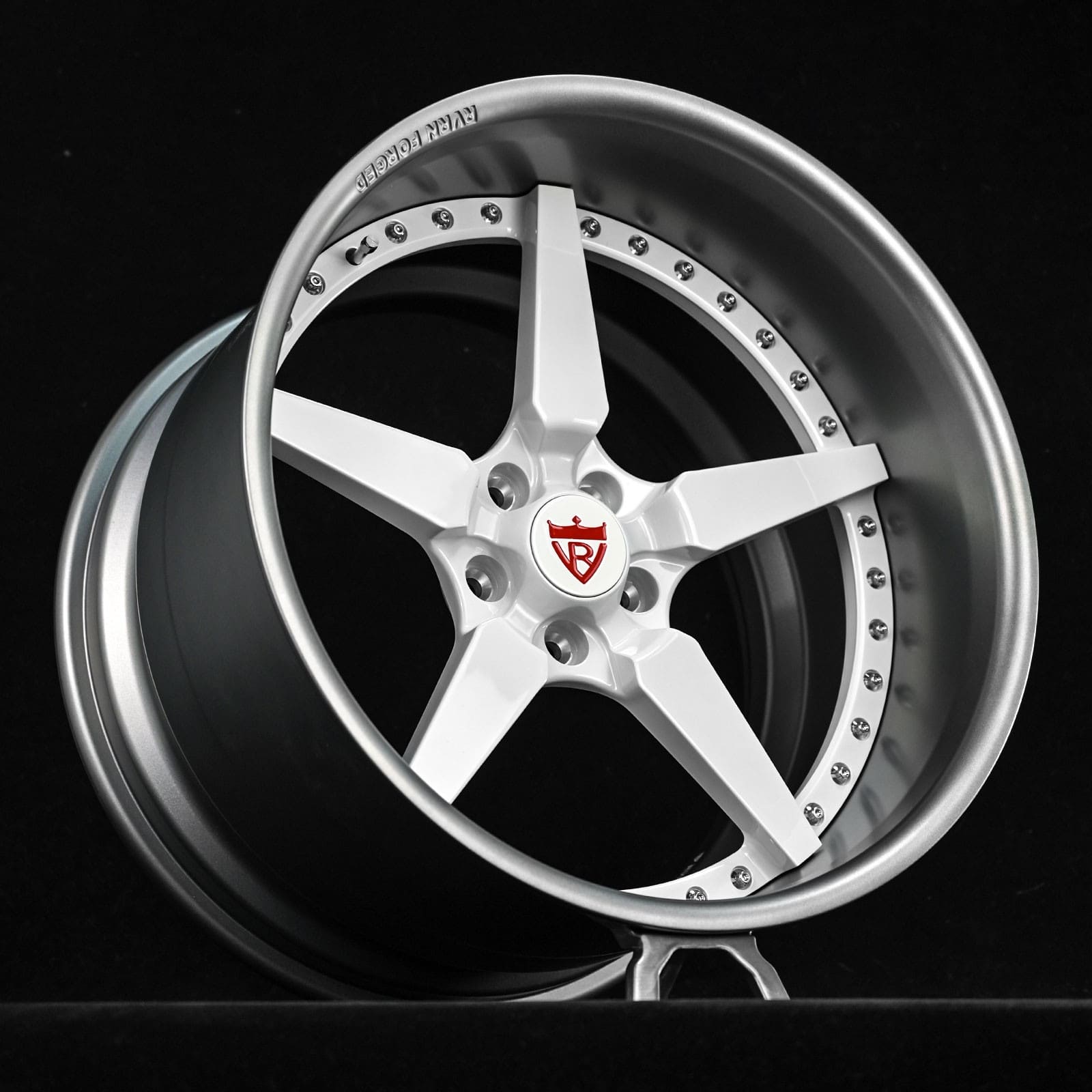 White and gunmetal deep dish five spoke wheels for trucks, 1968 Ford F100 custom build