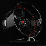 Black and red custom forged 5 spoke rims for Cadillac CTS-V, RVRN 2-piece wheels RV-DF14 Series