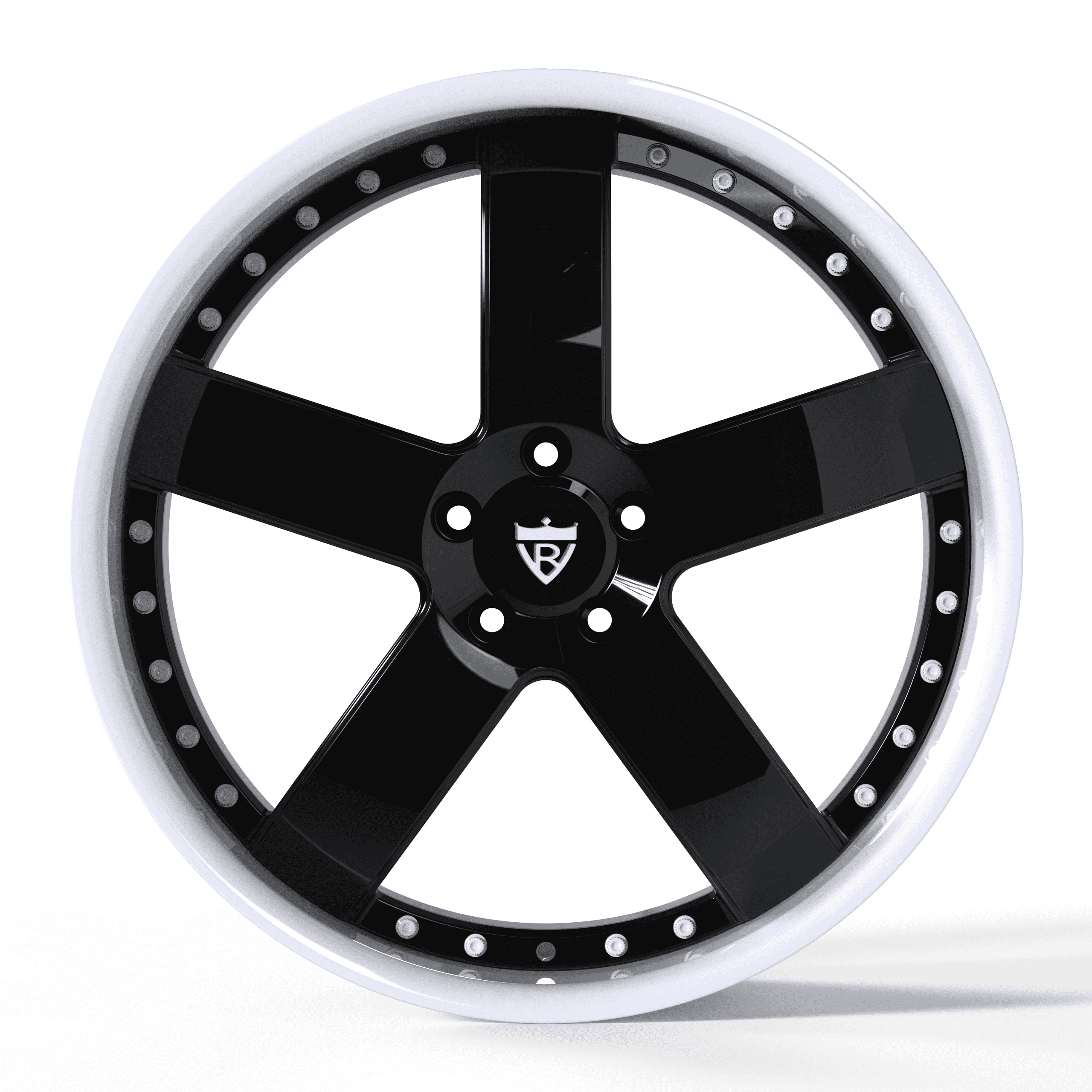 Tesla Model Y Wheels- deep dish 5 spoke black and white custom forged rims-RVRN RV-DF93 5 LUG SERIES-21inch staggered setup