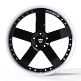 Tesla Model Y Wheels- deep dish 5 spoke black and white custom forged rims-RVRN RV-DF93 5 LUG SERIES-21inch staggered setup