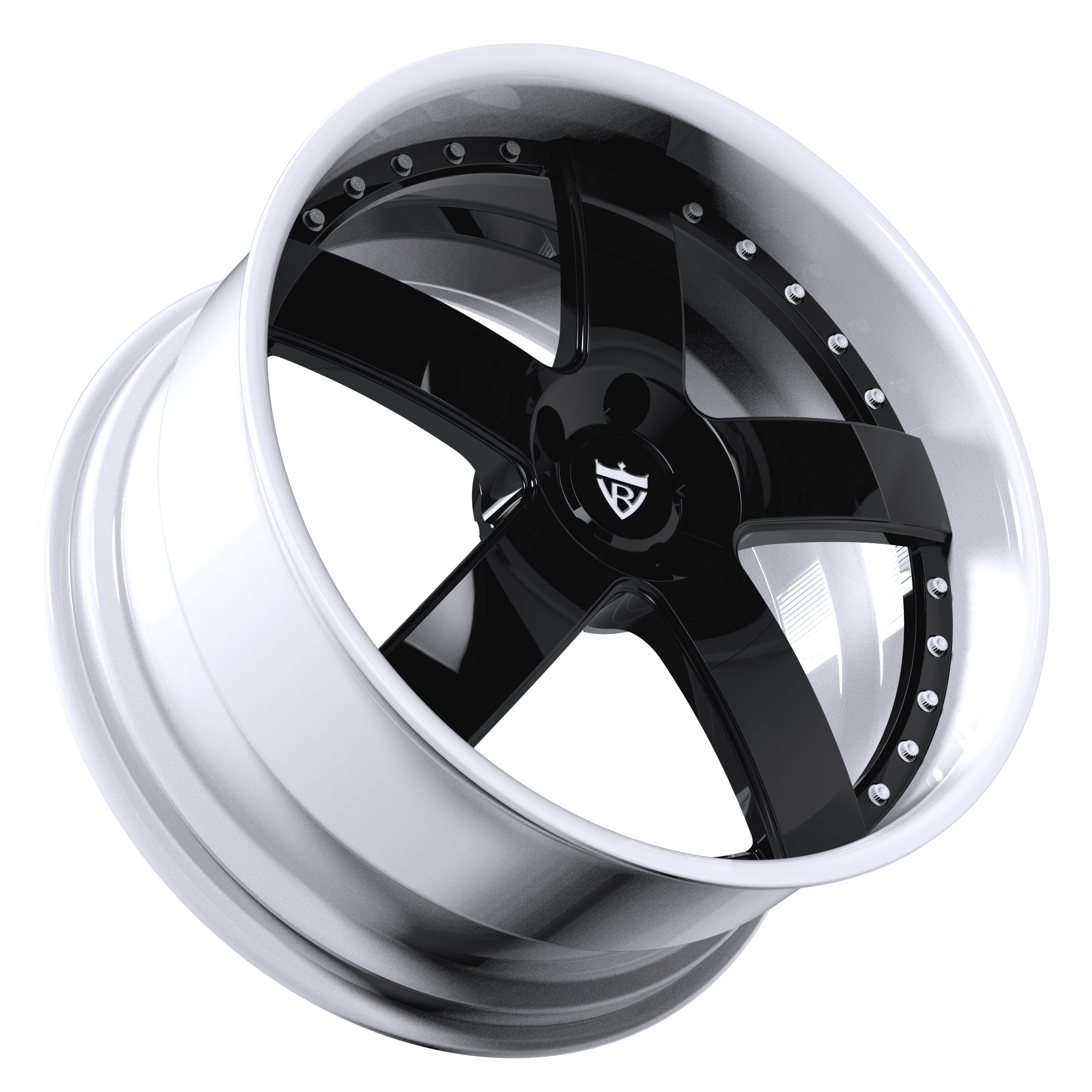 Tesla Model Y Wheels- deep dish 5 spoke black and white custom forged rims-RVRN RV-DF93 5 LUG SERIES-21inch staggered setup