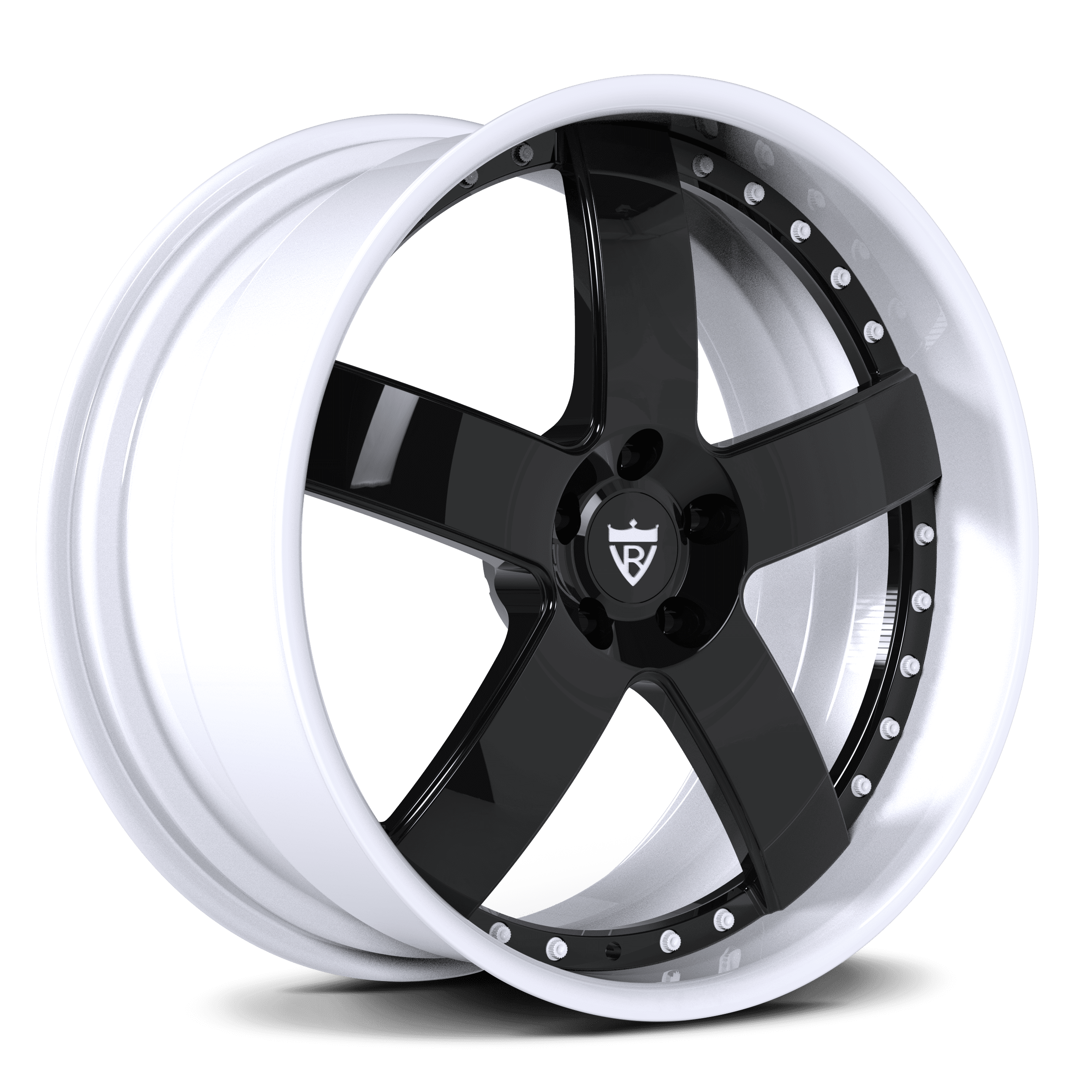White wheels for Tesla Model Y and 3 and S-deep dish 5 lug custom forged 2-piece rims-rvrn forgd-RV-DF93