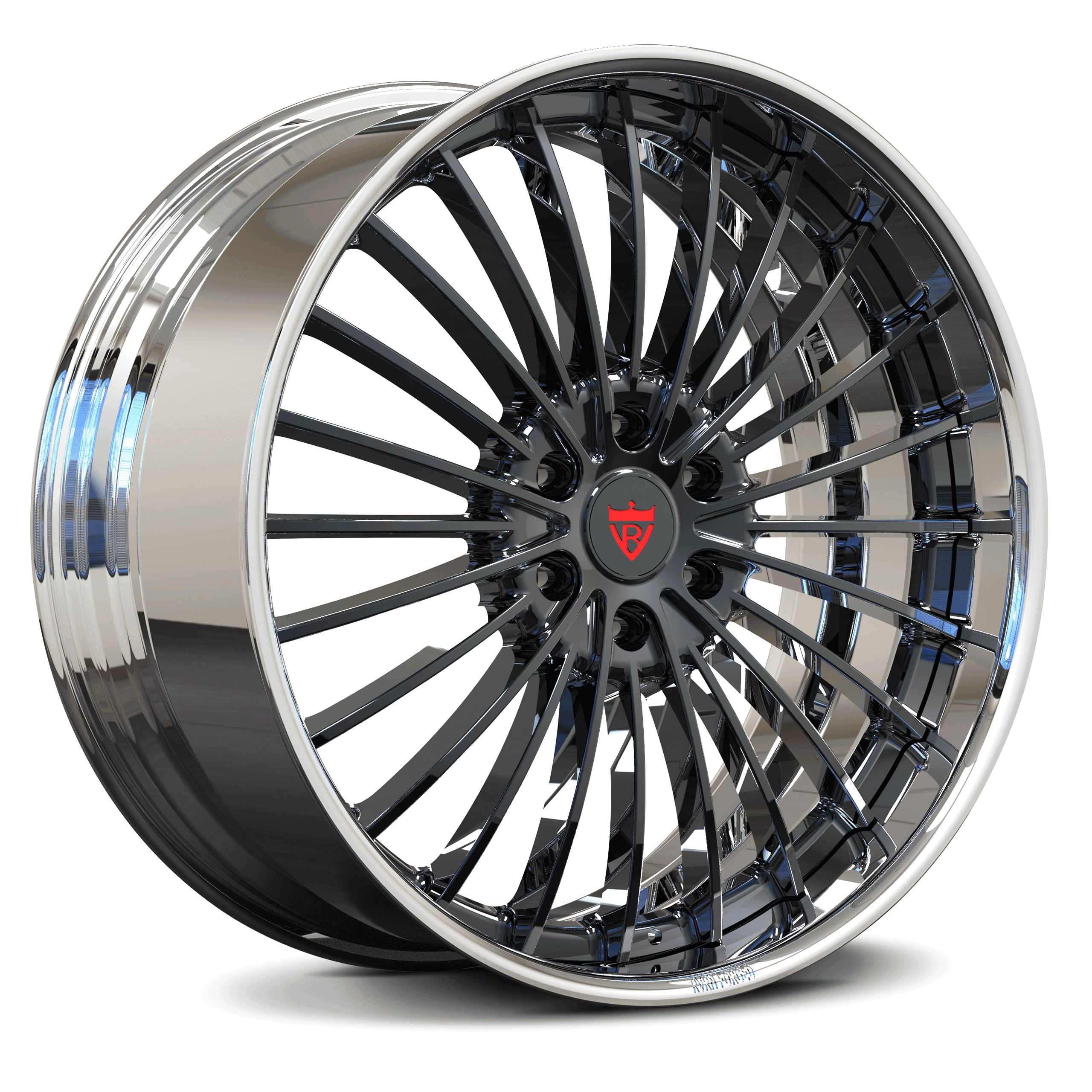 Custom forged 2-piece wheel RV-DG02 with max concavity, 17-26 inches, 6 lug fit, aerospace-grade aluminum alloy, and custom finishes