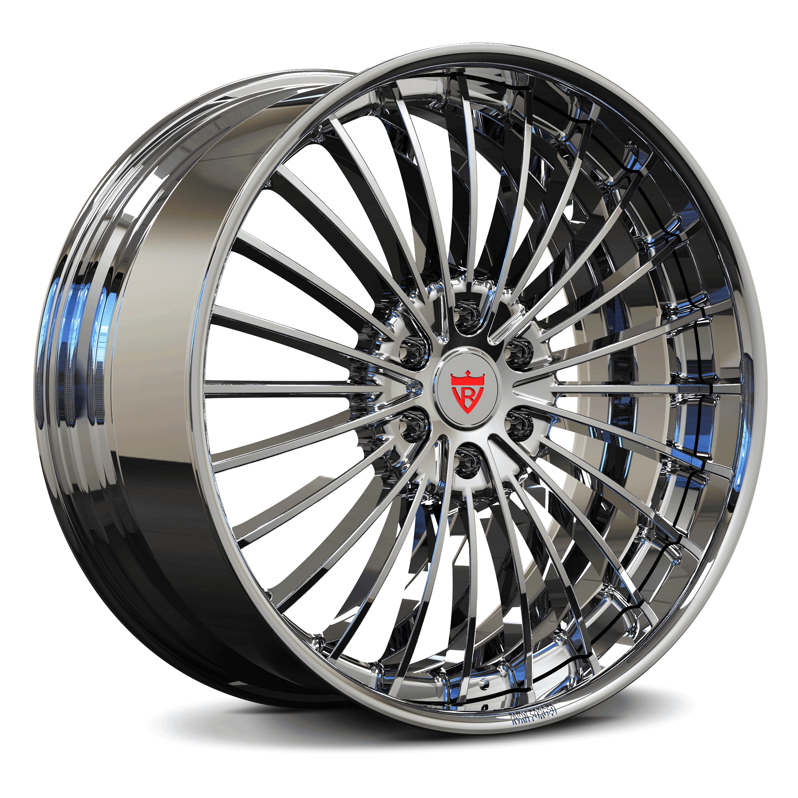 Custom forged 2-piece wheel RV-DG02 in 17"-26" with max concavity, aerospace-grade aluminum, PCD, and center bore customization.
