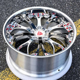 Custom forged 2-piece chrome wheel with deep lip design, ideal for Corvette C8 and performance vehicles.