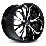 Custom forged 2-piece rim featuring a black and white design, perfect for Corvette C8 deep lip wheels.