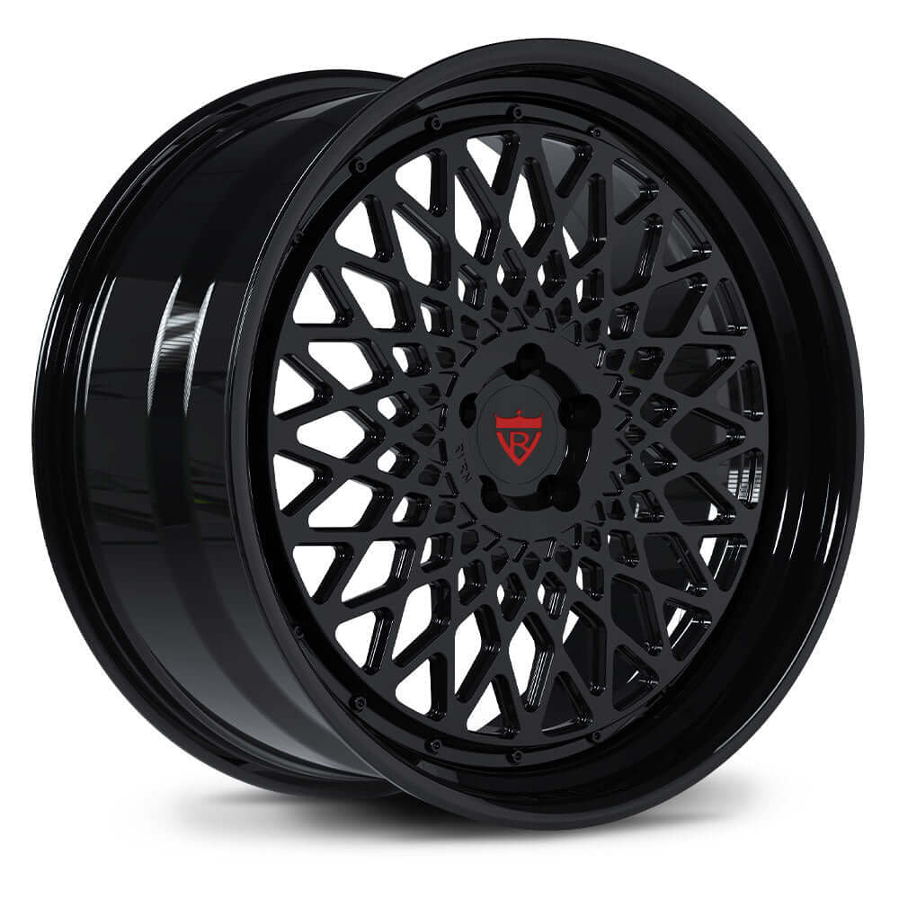 Custom forged 2-piece wheels with deep lip design and black finish, perfect for Mercedes Benz vehicles.