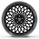 Custom forged 22-inch deep lip rim with unique black mesh design, perfect for Mercedes Benz wheels.