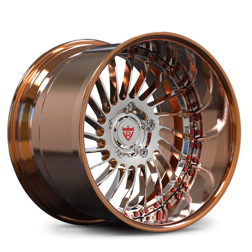 Custom forged deep lip wheel in bronze finish, showcasing intricate design, ideal for deep dish rim enthusiasts.