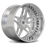 Shiny Chrome rims for your Corvette C5 with a classic 5 spoke and deep dish style, RVRN custom forged 2-piece series