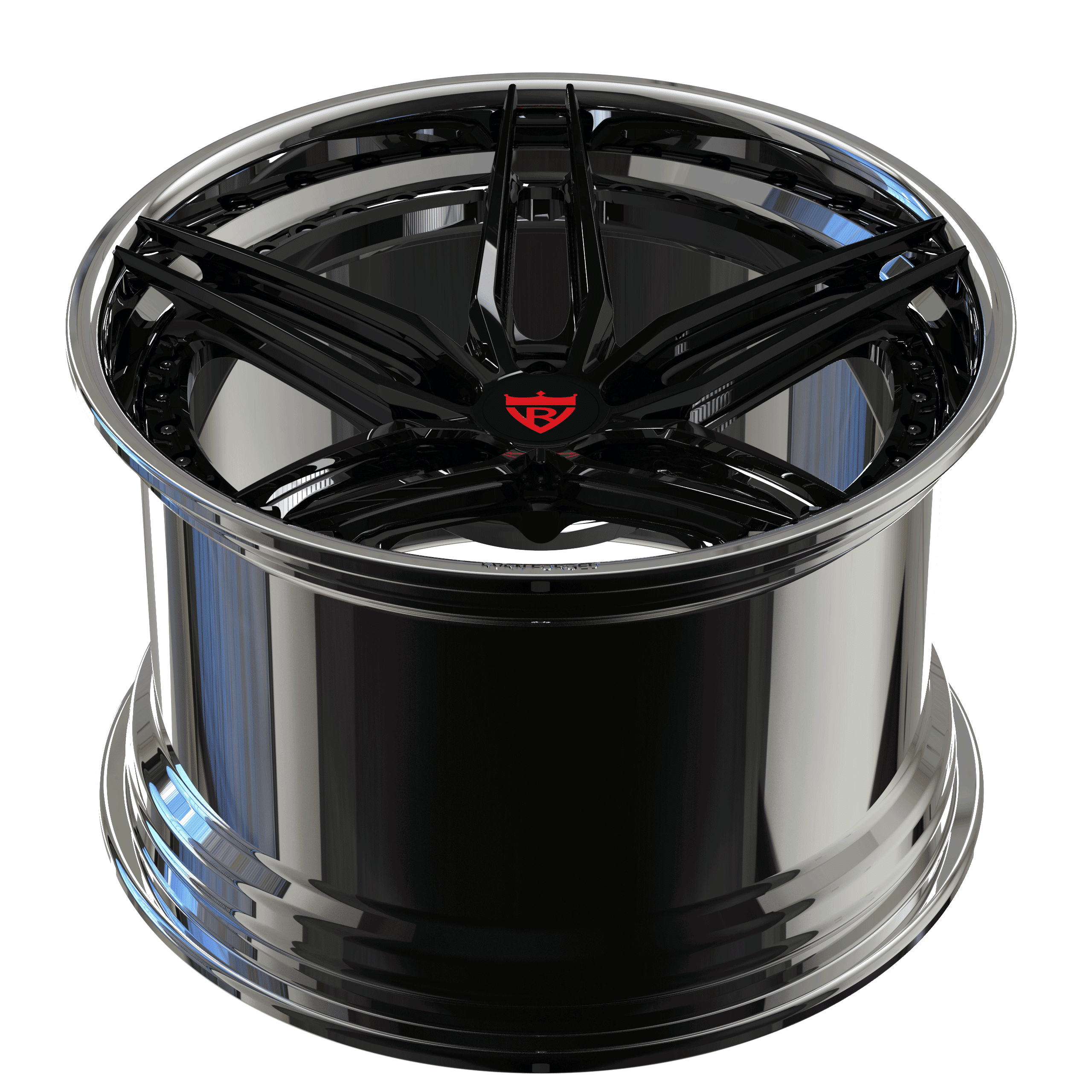 CUSTOM FORGED 2-PIECE WHEEL RV-DP03, aerospace-grade 17"-26", 6 lug, max concavity, Porsche 911, 5 lug rims wheels, custom-forged rims.