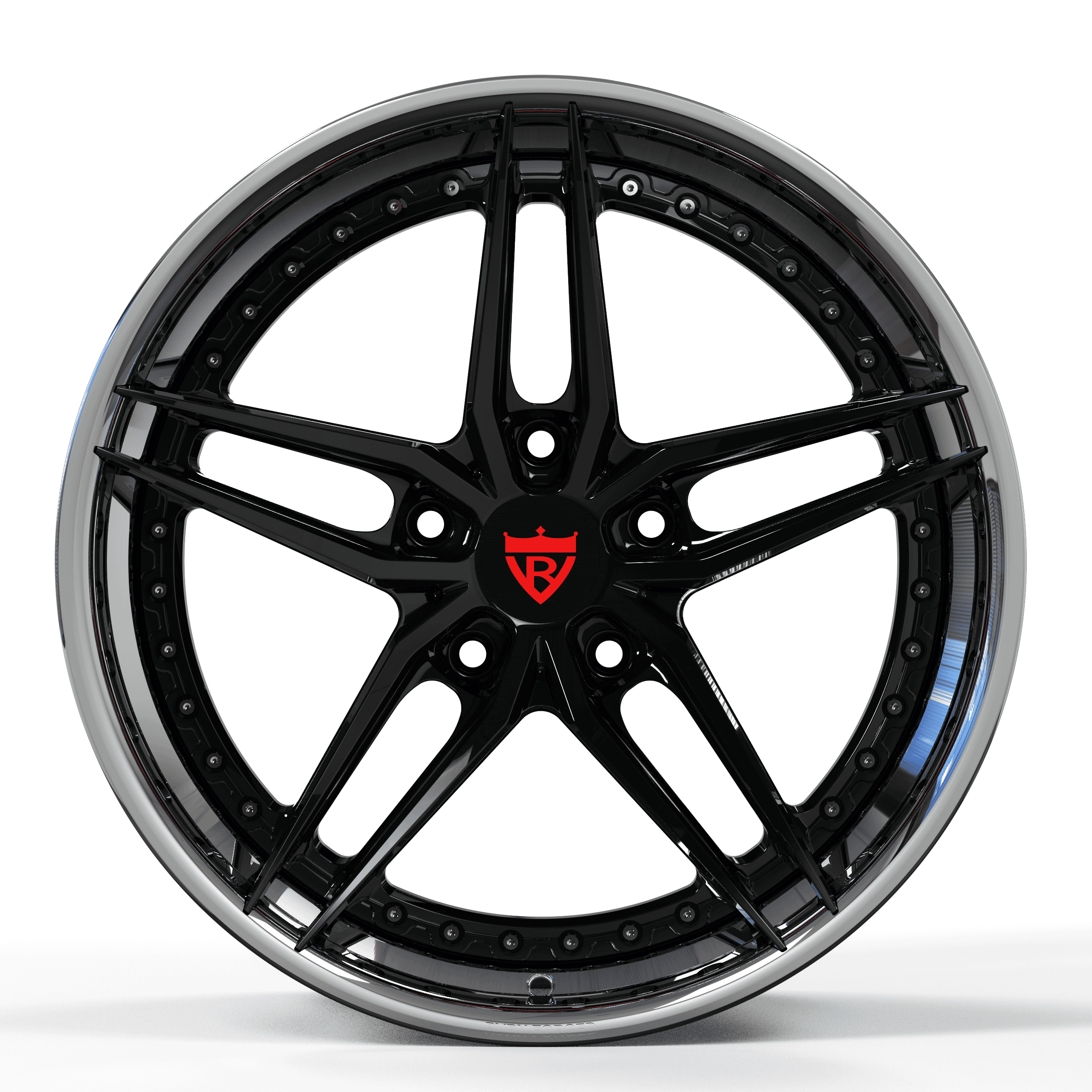 CUSTOM FORGED 2-PIECE WHEEL RV-DP03 in black finish suitable for dodge dakota r/t, custom 6 lug rims, 17”-26” sizes available