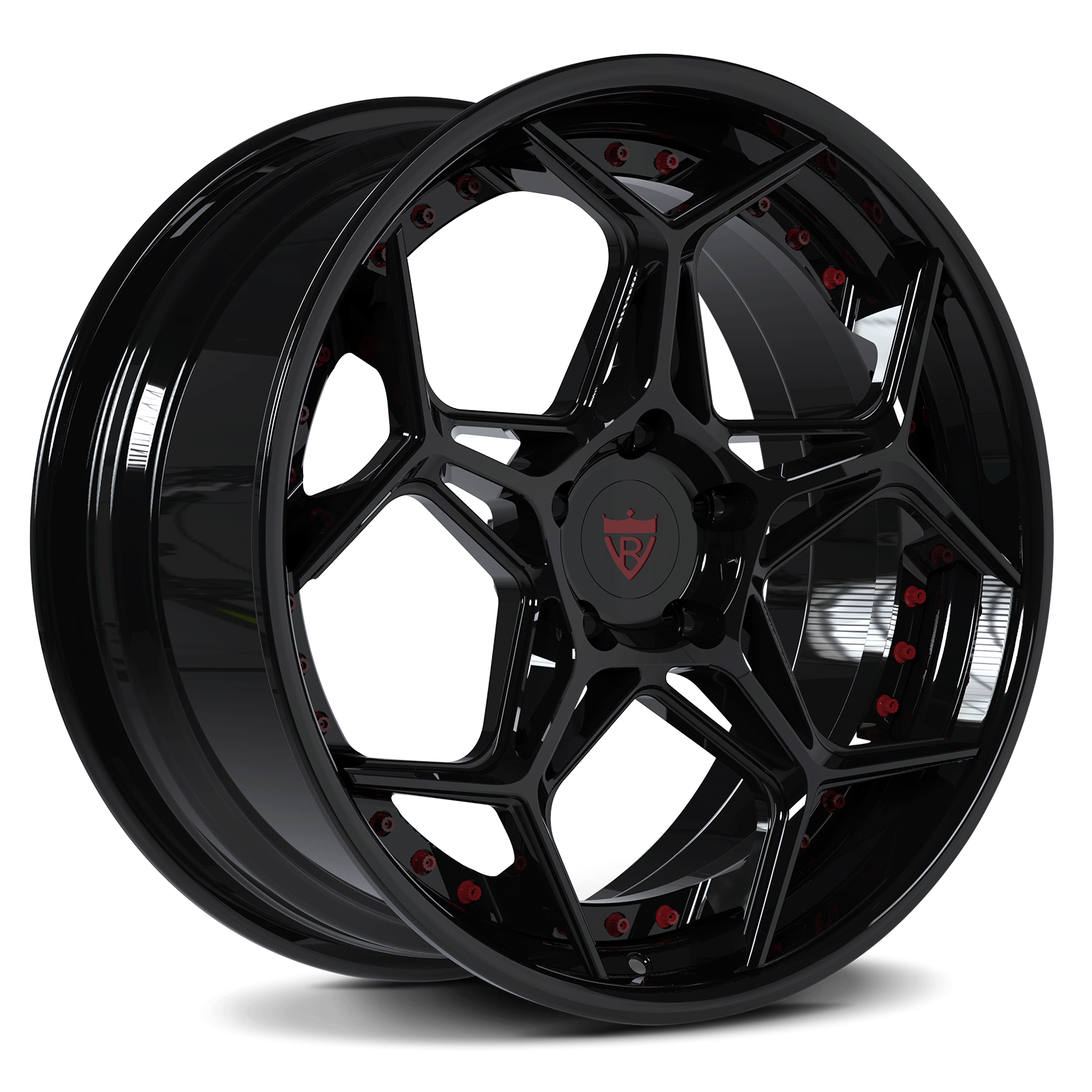 Chevrolet Corvette C1-C8 Aftermarket Wheels-Black custom forged 2-piece rims-RVRN RV-DC04 Series
