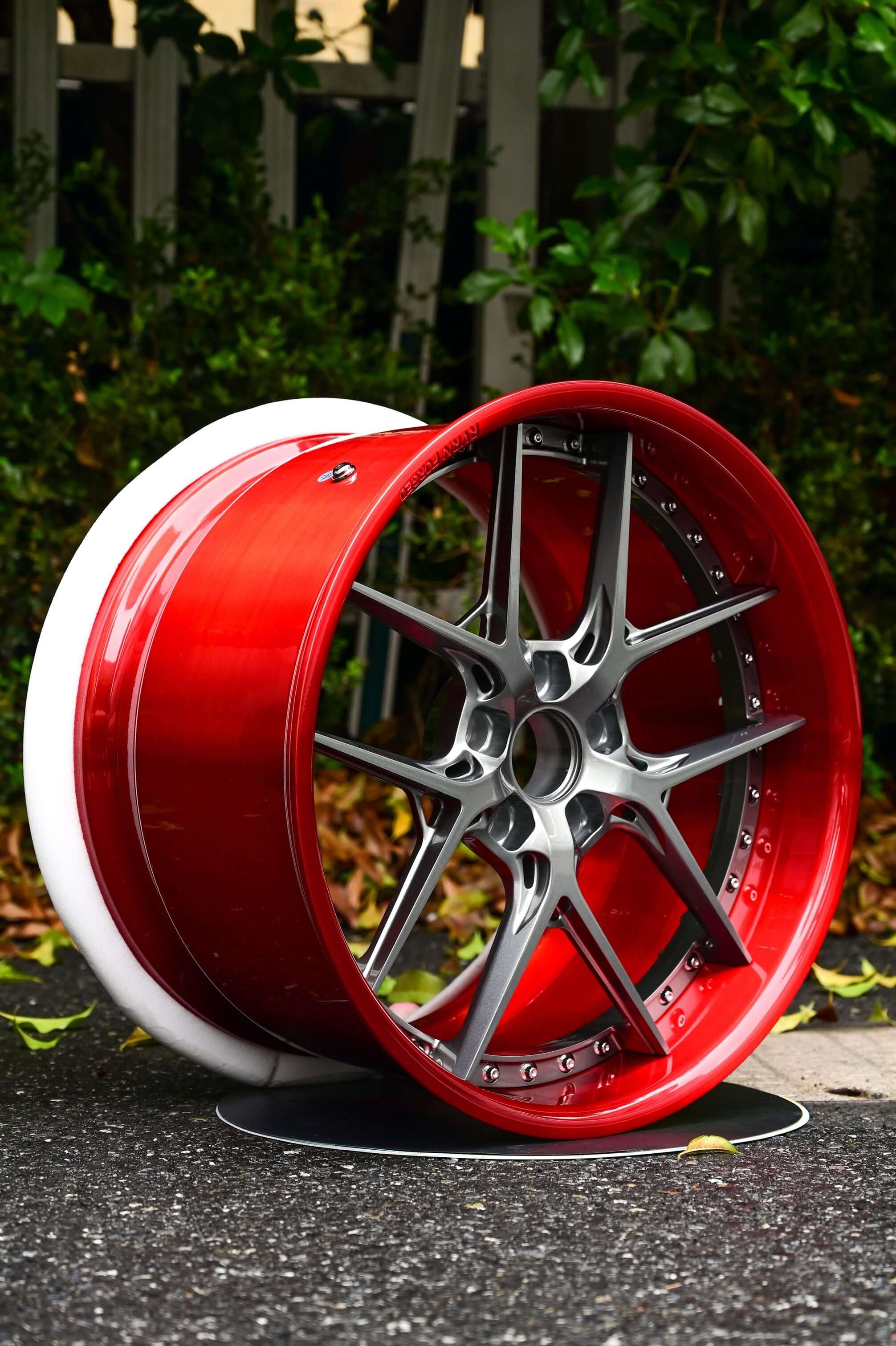corvette c5 custom aftermarket wheels-deep dish red rims-rvrn forged 2-piece wheels