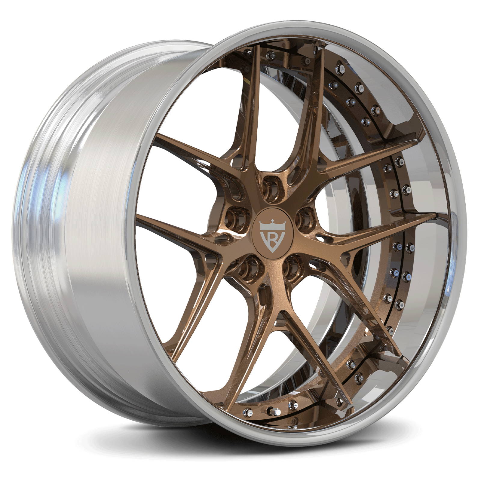 Custom 18-inch bronze and chrome forged wheel for Chevelle