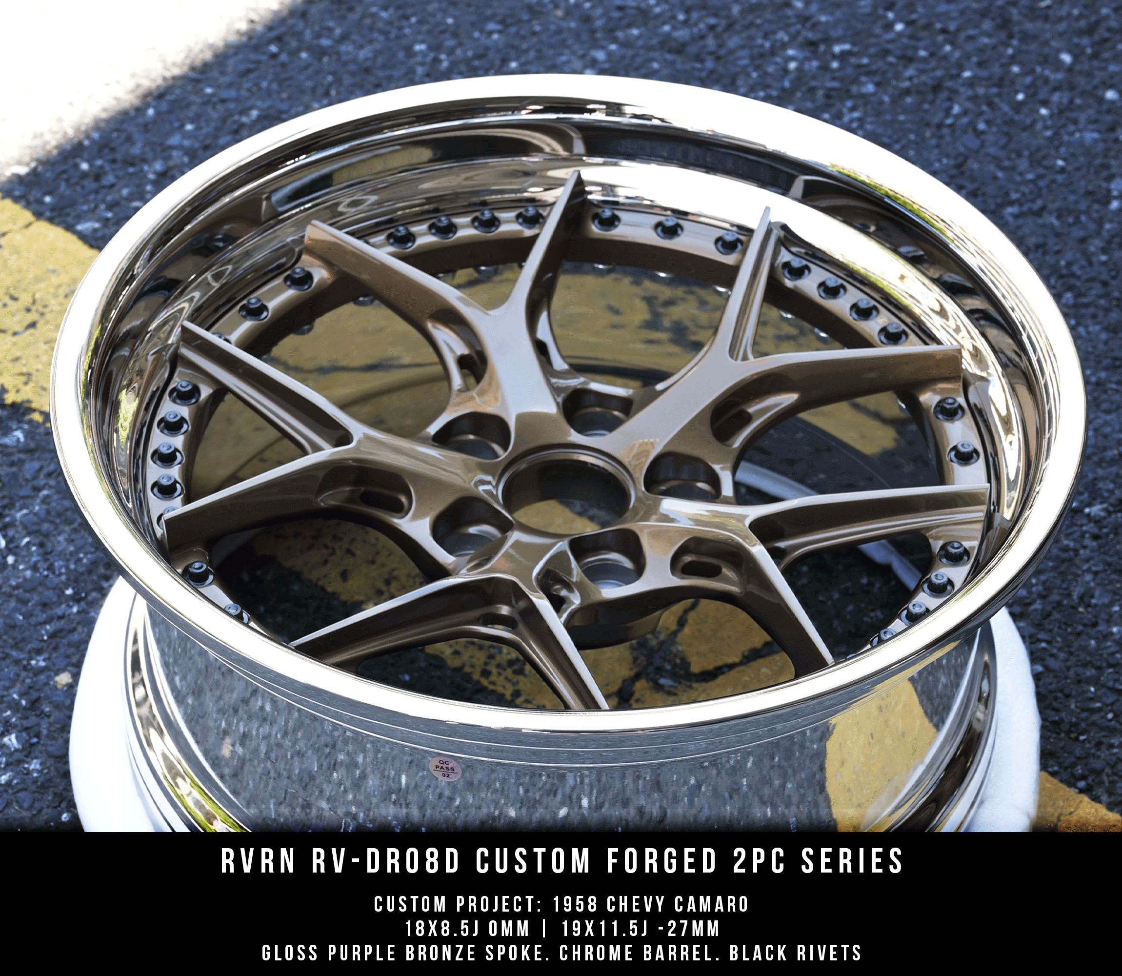 Chevy camaro custom aftermarket wheels-deep concave step lip bronze and chrome custom rims- RVRN Forged RV-DR08D