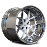 17-inch forged wheels for Dodge Charger RV-DR08D in deep dish design, white and chrome color finish