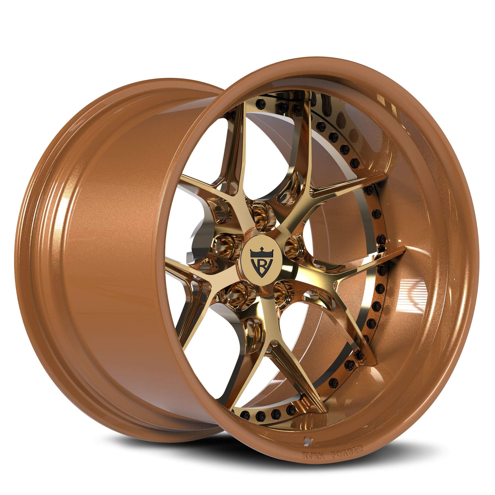 1970 Dodge Charger Aftermarket Custom Wheels-Deep Dish Bronze&Chrome Rims-RVRN RV-DR08D Wheels