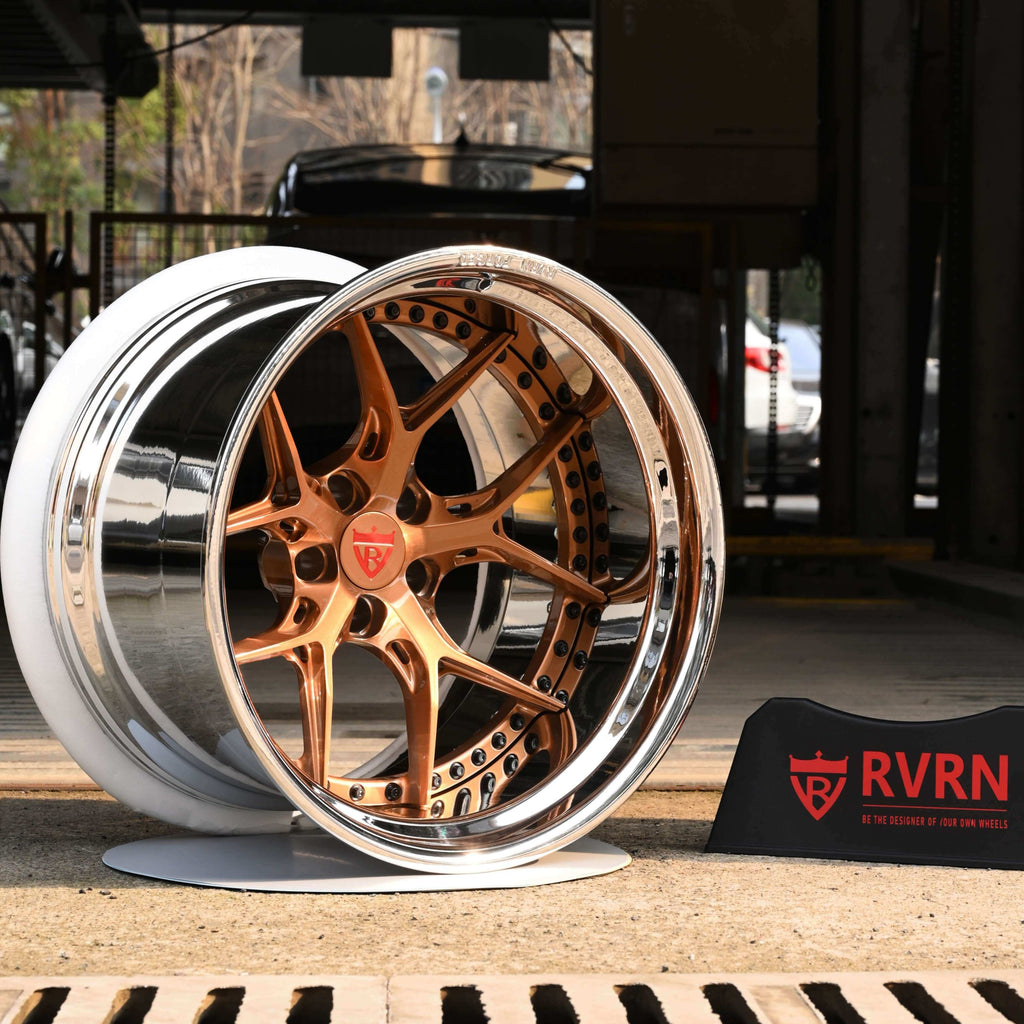 1970 Dodge Charger Aftermarket Custom Wheels-Deep Dish Bronze & Chrome Rims-RVRN RV-DR08D Forged 2-piece Wheels