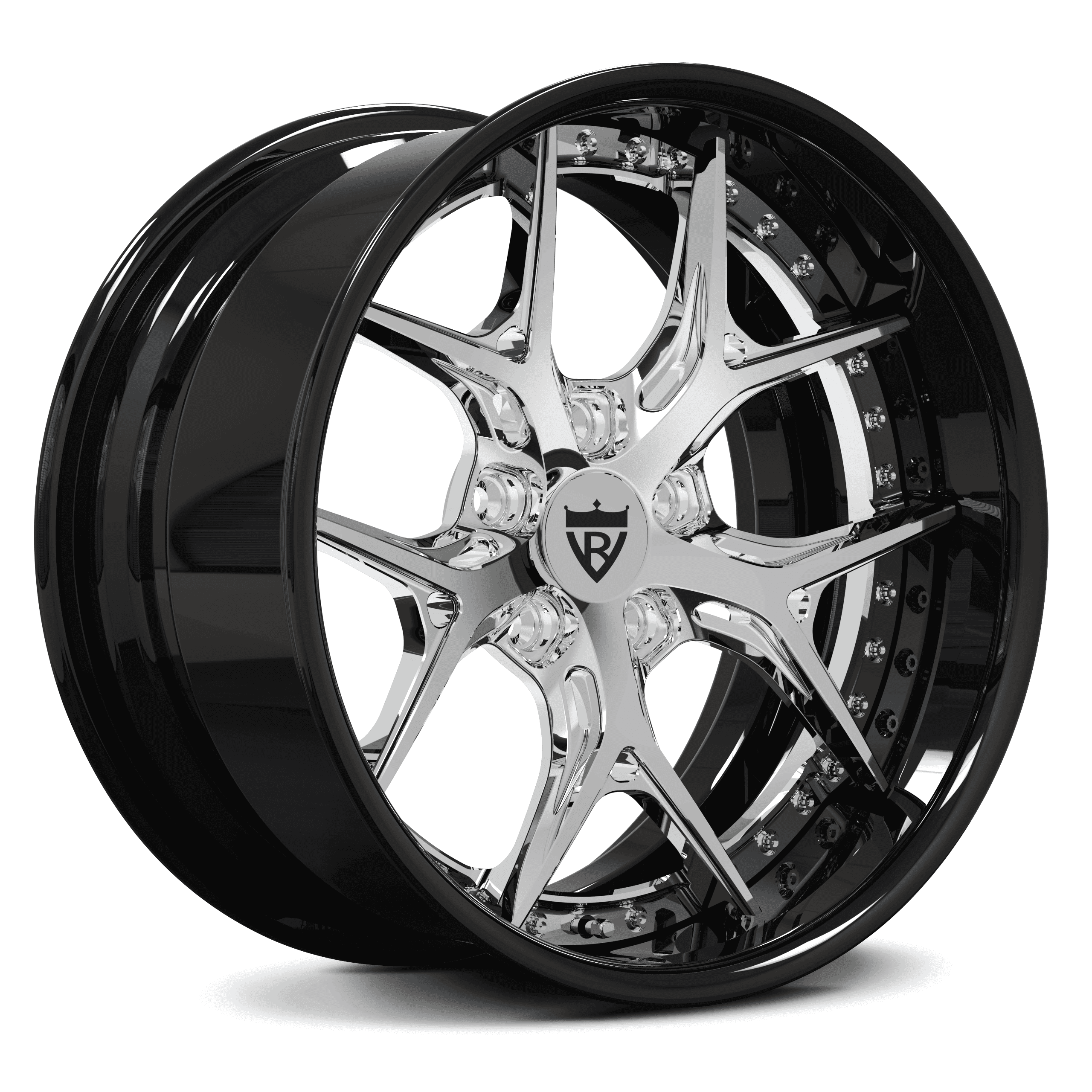 Chevy camaro custom aftermarket wheels-deep lip gloss black 19inch staggered custom rims- RVRN Forged RV-DR08D