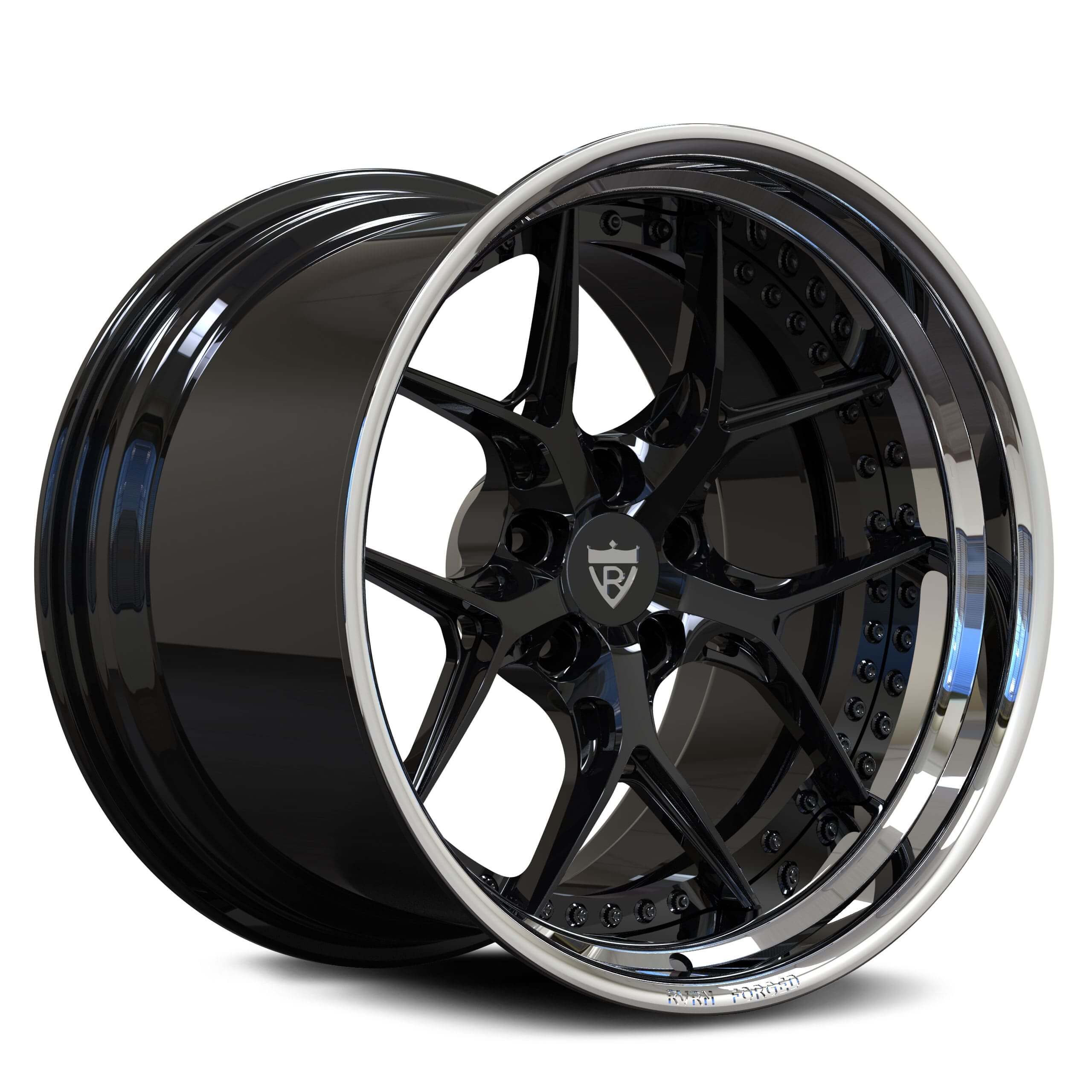 RVRN Wheels RV-DR08D 17-inch rims specially built for classic muscle car with a chrome and black color
