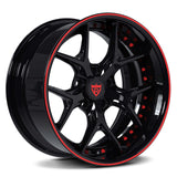 Chevy camaro custom aftermarket wheels-deep dish gloss black and red 19inch staggered custom rims- RVRN Forged RV-DR08D