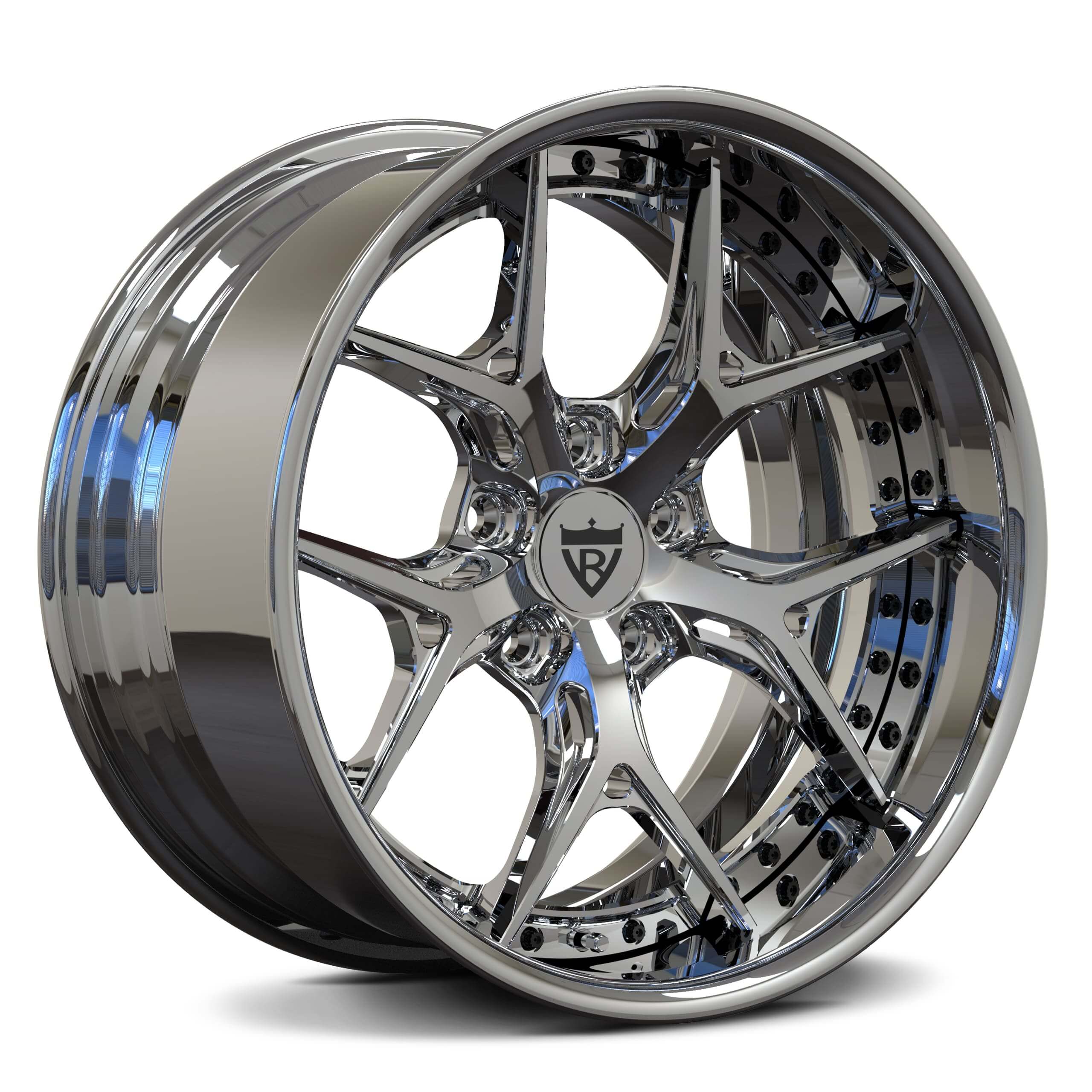 High-gloss chrome rims for 4th-gen Camaro (1995)-RVRN custom forged 2-piece wheels series RV-DR08D