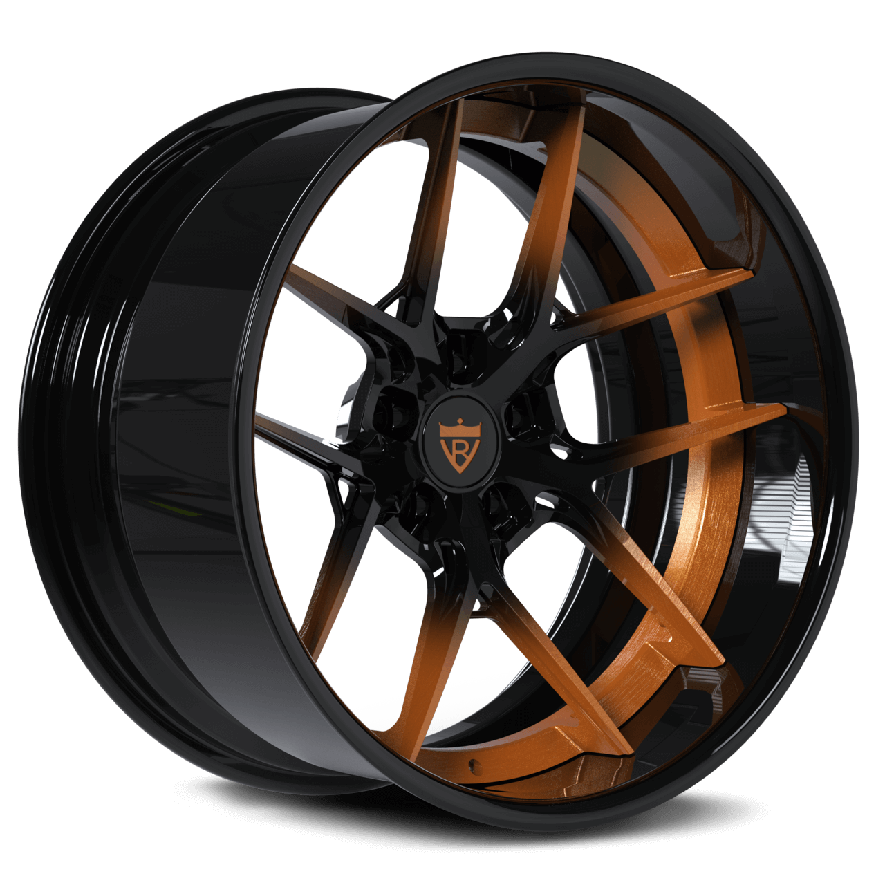 Custom black and bronze RV-DR08D forged wheels for Dodge Challenger Hellcat by RVRN Wheels