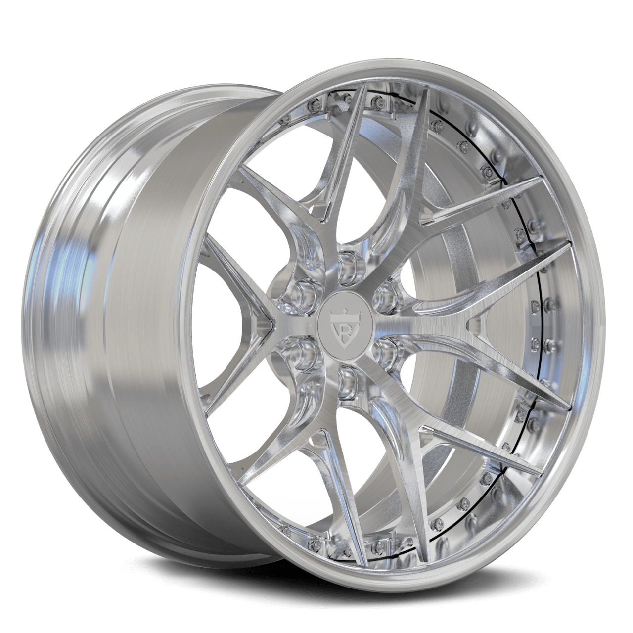 Brushed aluminum Dodge Viper 6 lug wheels with deep dish concave custom rims.