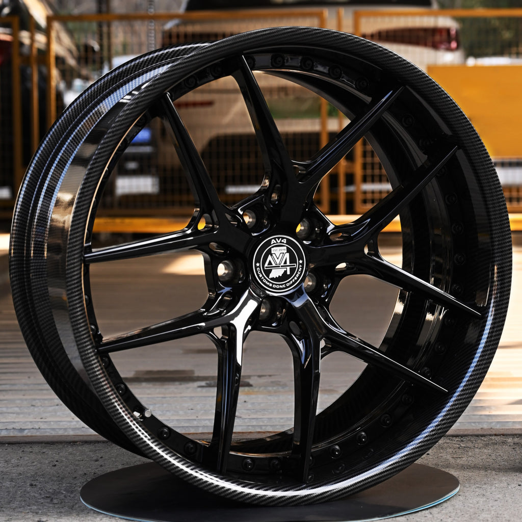 2022 Dodge Challenger SRT Hellcat Custom Aftermarket Wheels-Carbon Fiber Dip Deep dish Rims-20inch staggered fitment