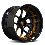 deep dish custom aftermarket forged wheels & rims for trucks and suvs, orange and black