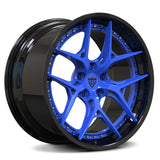Blue and Black custom forged 2-piece step lip wheels RV-DR08