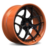 Orange and Black custom forged wheels series RV-DR08 with step lip