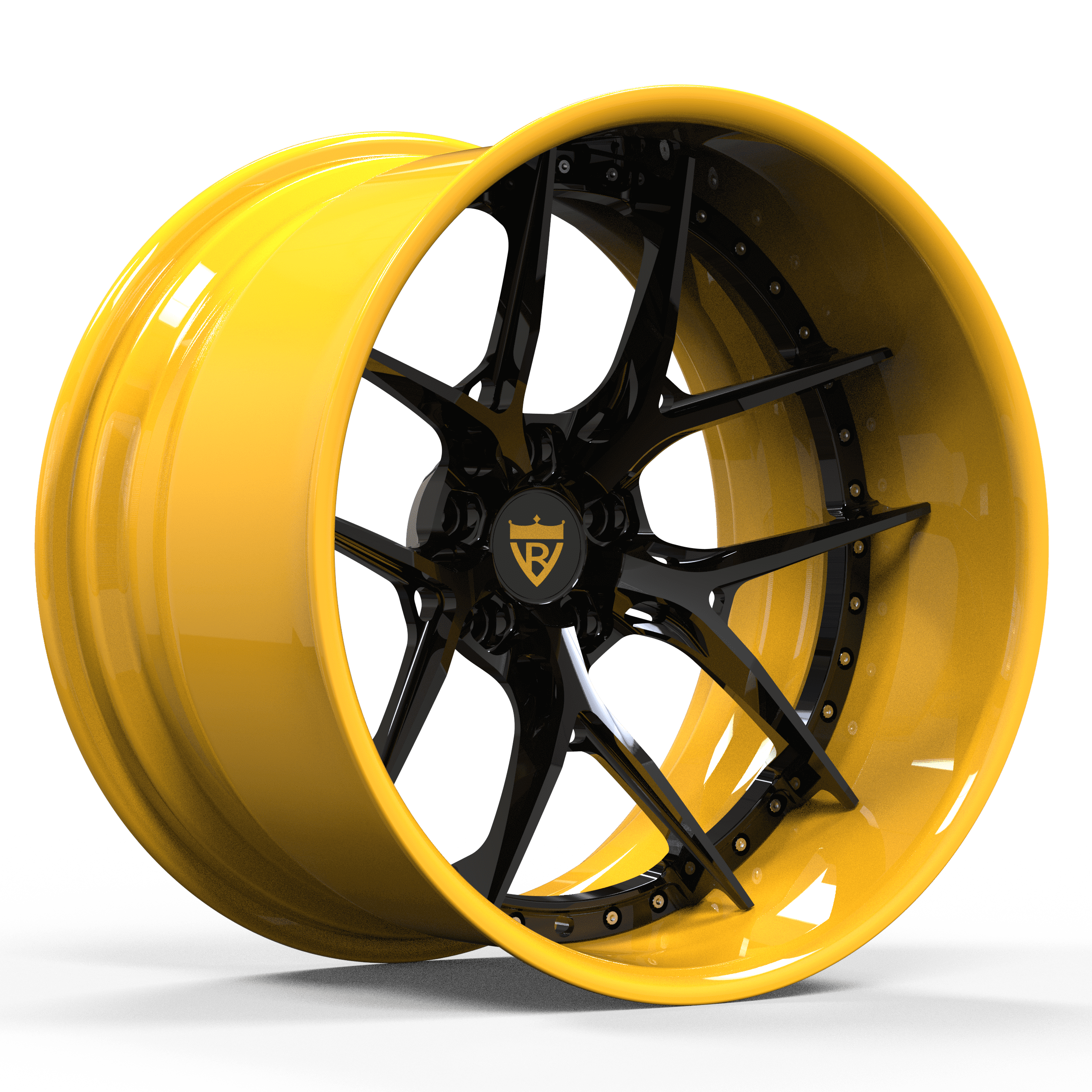 Yellow and black deep dish custom aftermarket forged wheels&rims for trucks and suvs, RVRN Wheels RV-DR08D Series