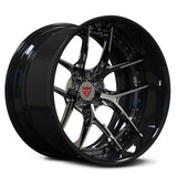 Custom 2-piece black deep dish wheels RV-DR08D with a chrome face