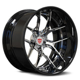 Close-up of RVRN RV-DR08D forged black wheels – concave and deep dish design