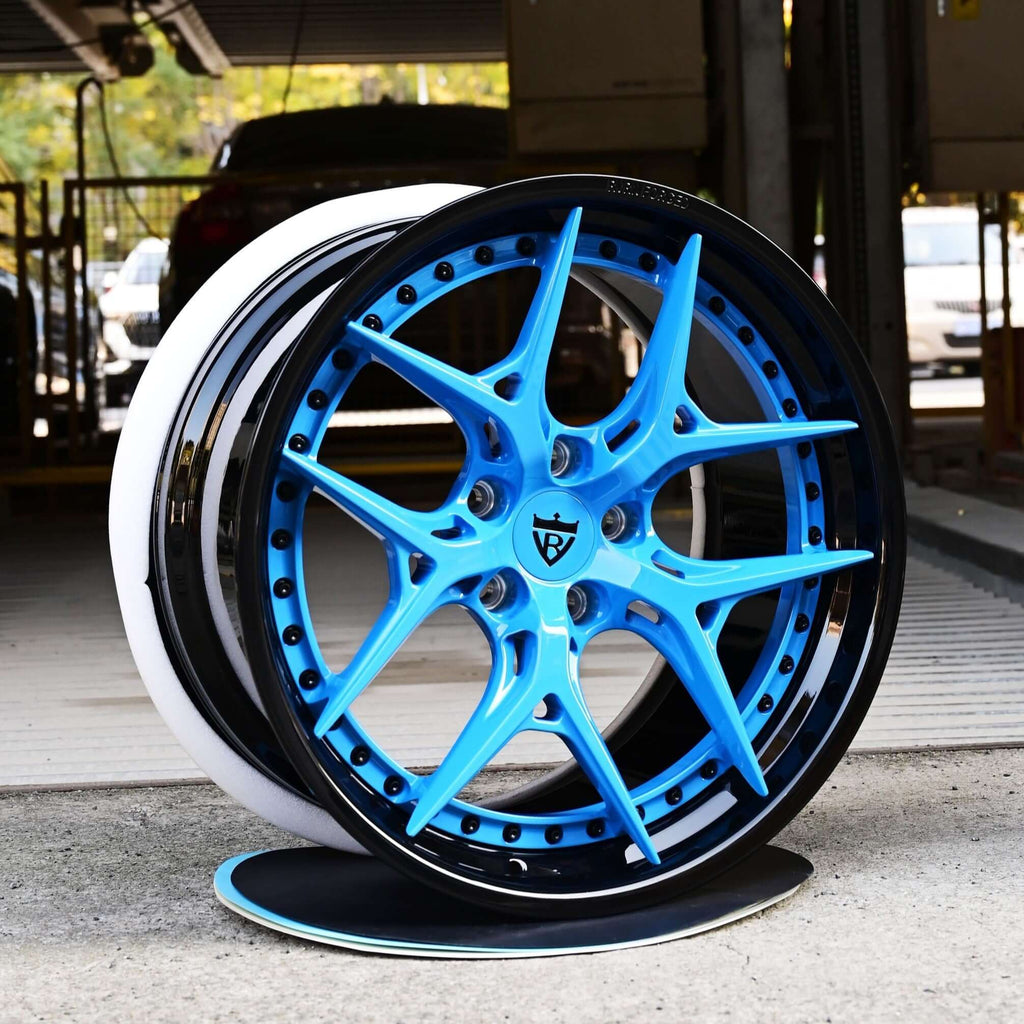 2022 Chevy Camaro Aftermarket Rims-Rapid Blue-RVRN Custom Forged 2-Piece Wheels