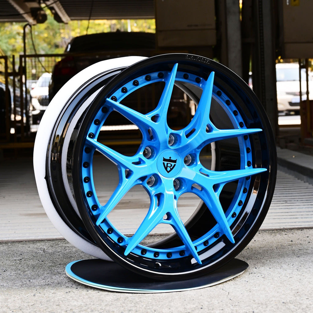 2022 Chevy Camaro Aftermarket Rims-Rapid Blue-RVRN Custom Forged 2-Piece Wheels