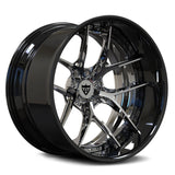 Black chrome custom rims with a deep lip and concave style, custom built for trucks, suvs.