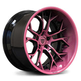CUSTOM FORGED 2-PIECE DEEP DISH PINK & BLACK WHEELS: RV-DR16