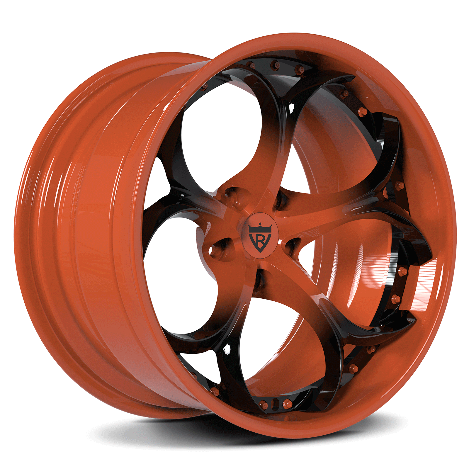 Chevrolet Corvette C8 Aftermarket Wheels-Orange and black custom forged 2-piece rims-RVRN RV-DS016 Series