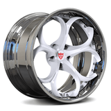Custom forged white and black wheels, 17"-26", designed for Acura Integra and other vehicles.