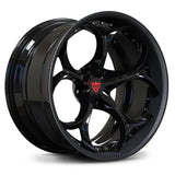 Custom 2-piece forged wheel RV-DS016, featuring sleek black finish, designed for Tesla aftermarket wheels.