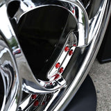 Close-up of custom forged wheels showcasing chrome finish and precision machined details, perfect for corvette C8 aftermarket rims.