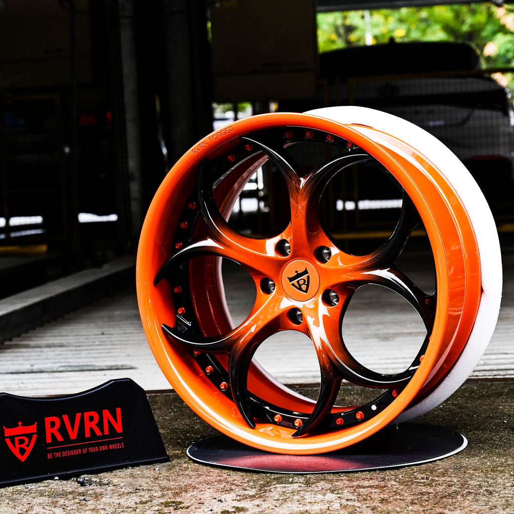 2023 corvette c8 orange black custom forged wheels aftermarket rims 2pc RVRN RV-DS016 series