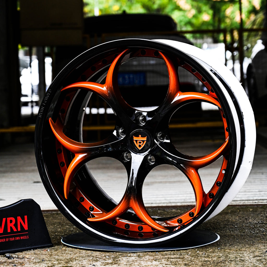 2023 corvette c8 orange black custom forged wheels aftermarket rims 2pc RVRN RV-DS016 series