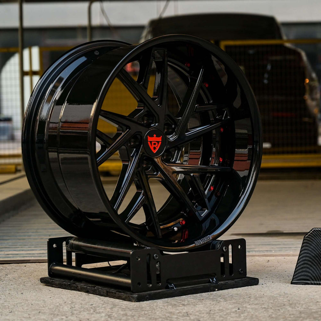 Black deep dish rim for Subaru, showcasing custom design ideal for Subaru STI and custom wheel enthusiasts.