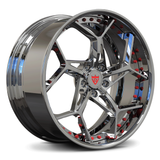 Corvette C8 chrome with red screws rims with OEM Specs, 19x8.5/20x11 setup, RVRN custom forged 2-piece wheels RV-DV03 series