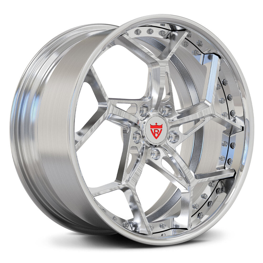 Shiny chrome corvette c8 wheels, RVRN custom forged 2-piece wheels series RV-DV03